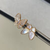 Custom Solid 18k Gold Van Cleef & Arpels Jewelry Two Butterfly Between the Finger Ring, Diamond, Mother-Of-Pearl