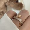Custom Solid 18k Gold Hermes Jewelry Ring in Rose Gold Set With Diamonds