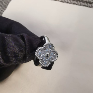 Custom Solid 18k Gold Van Cleef & Arpels Vintage Alhambra Ring 18K White Gold Custom Solid 18k Gold Van Cleef & Arpels Vintage Alhambra Ring 18K White Gold