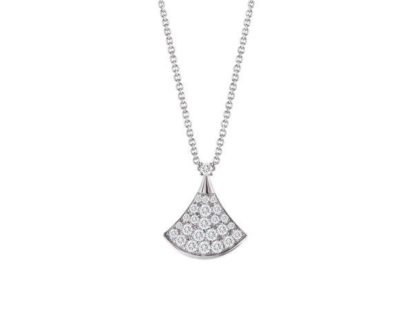 0db37ed9fcc0df169d614f1416714541 Custom Solid 18k Gold Bulgari Divas' Dream Necklace in 18 kt White Gold with Pendant Set with One Diamond and Pavé Diamonds