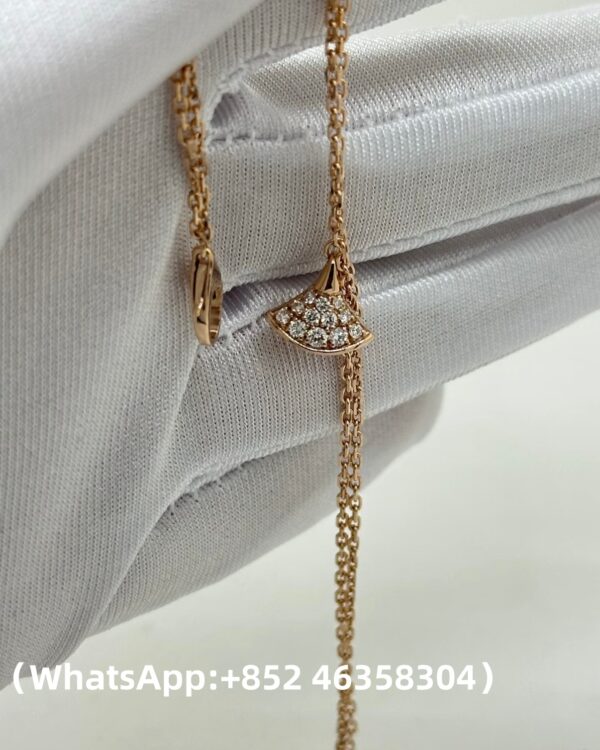 Custom Solid 18K Gold Bulgari Jewelry Divas’ Dream Bracelet with Pendant in Full Pavé Diamonds