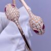 Custom Solid 18K Gold Bulgari Jewelry Serpenti Bangle Bracelet Set with Rubellite Eyes and Pavé Diamonds on the Head Custom Solid 18K Gold Bulgari Jewelry Serpenti Bangle Bracelet Set with Rubellite Eyes and Pavé Diamonds on the Head