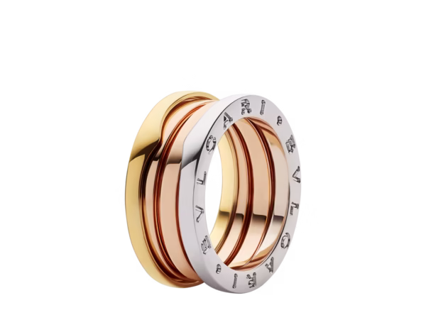 Custom Solid 18K Gold Bulgari Jewelry B.zero1 Four-band Ring in 18K Rose,White and Yellow gold