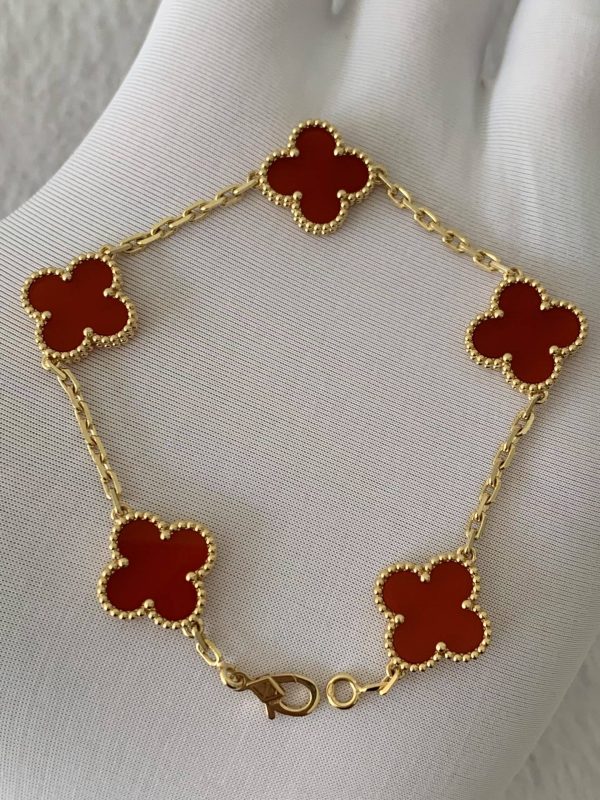 Custom Solid 18k Gold Van Cleef & Arpels Vintage Alhambra Bracelet Custom Solid 18k Gold Van Cleef & Arpels Vintage Alhambra Bracelet