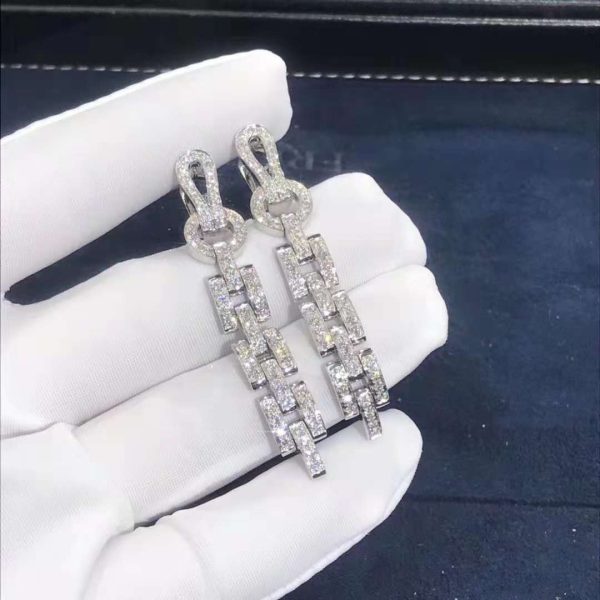 Custom Solid 18K Gold Cartier Jewelry Agrafe Earrings 18K White Gold and Diamonds