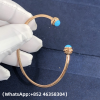 Custom Solid 18k Gold Piaget Jewelry Piaget Possession Open Bangle Bracelet Decorated with 2 Turquoise Cabochons Custom Solid 18k Gold Piaget Jewelry Piaget Possession Open Bangle Bracelet Decorated with 2 Turquoise Cabochons