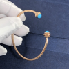 Custom Solid 18k Gold Piaget Jewelry Piaget Possession Open Bangle Bracelet Decorated with 2 Turquoise Cabochons Custom Solid 18k Gold Piaget Jewelry Piaget Possession Open Bangle Bracelet Decorated with 2 Turquoise Cabochons