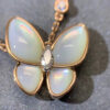 Custom Solid 18k Gold Van Cleef & Arpels Jewelry Two Butterfly Pendant, Diamond, Mother-of-pearl