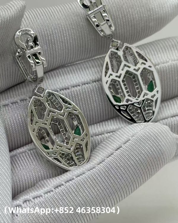 Custom bvlgari Serpenti Seduttori Earrings set with Emerald Eyes and Pavé Diamonds Custom bvlgari Serpenti Seduttori Earrings set with Emerald Eyes and Pavé Diamonds