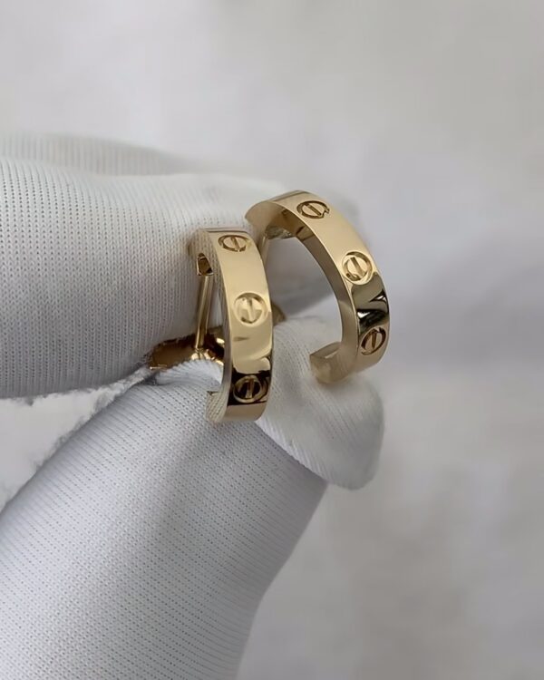 Screenshot Custom Solid 18k Gold Cartier Jewelry LOVE Hoop Earrings, Small ,Model