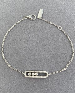 Custom Solid 18k Gold Messika Baby Move Pavé White Gold Diamond Bracelet