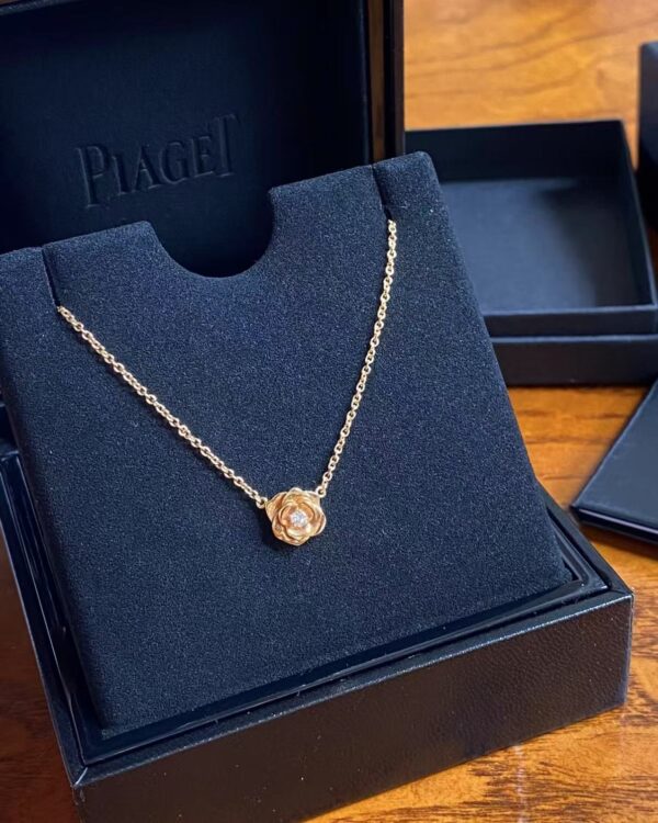 453e38f9149429672616a7262778dd4 Custom Solid 18k Gold Piaget Rose Pendant in 18K Rose Gold Set with a Brilliant-Cut Diamond (approx. 0.06 ct)