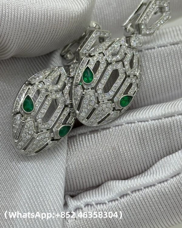 Custom bvlgari Serpenti Seduttori Earrings set with Emerald Eyes and Pavé Diamonds Custom bvlgari Serpenti Seduttori Earrings set with Emerald Eyes and Pavé Diamonds