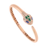 Custom Solid 18K Gold Bulgari Jewelry Serpenti Bracelet Custom Made in 18K Rose Gold with Blue Sapphire Eyes,Malachite and Pavé Diamonds