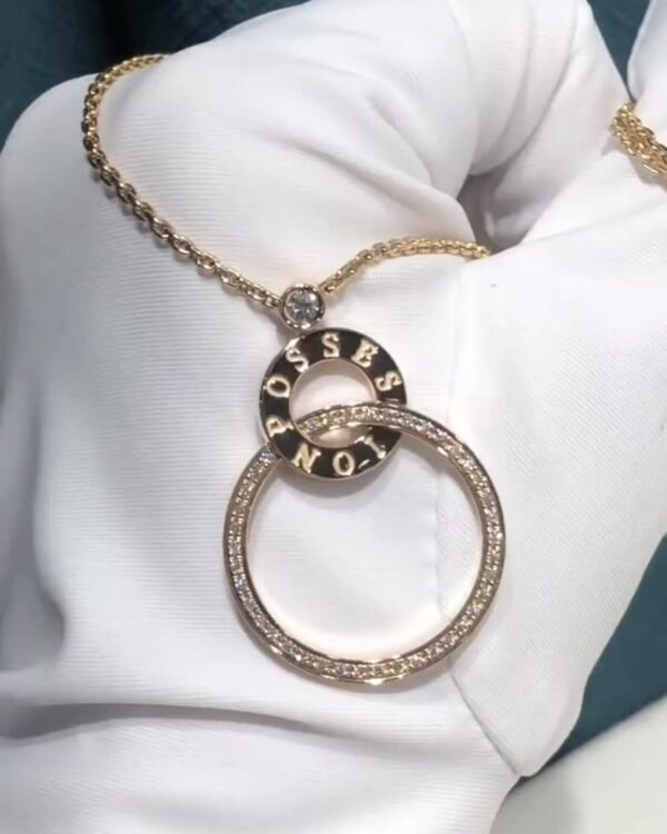 4e44fab734f800d43bd43e1bf85a32e7 Custom Solid 18K Gold Piaget Jewelry Piaget Necklace Possession Double Circle Diamond Pendant 18K Rose Gold