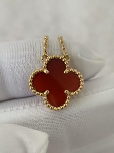 Custom Van Cleef & Arpels Vintage Alhambra Pendant Carnelian