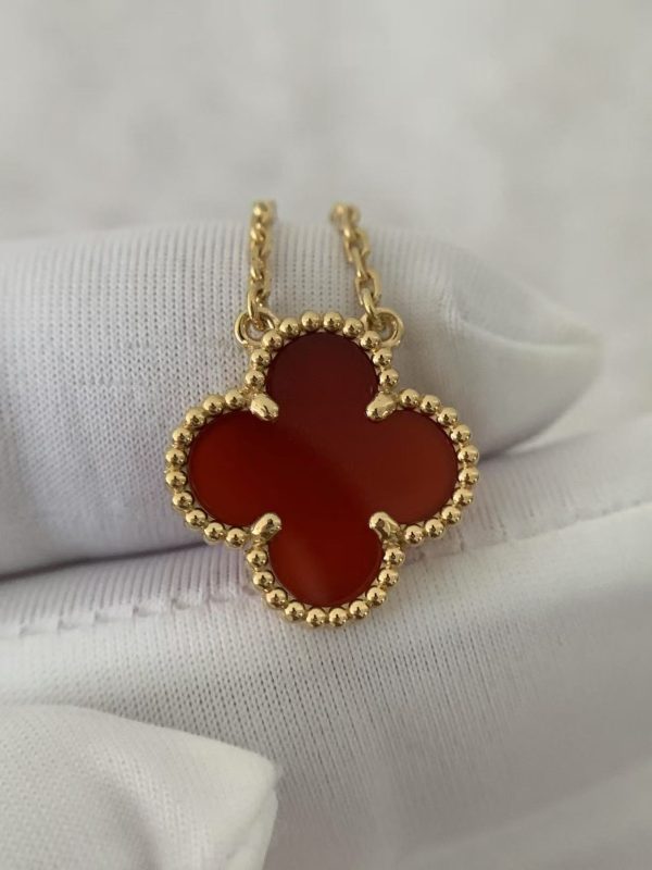 Custom Van Cleef & Arpels Vintage Alhambra Pendant Carnelian Custom Van Cleef & Arpels Vintage Alhambra Pendant Carnelian
