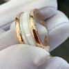 Custom Solid 18k Gold Bulgari Jewelry B.zero1 Two-Band Ring With Two Loops and a White Ceramic Spiral