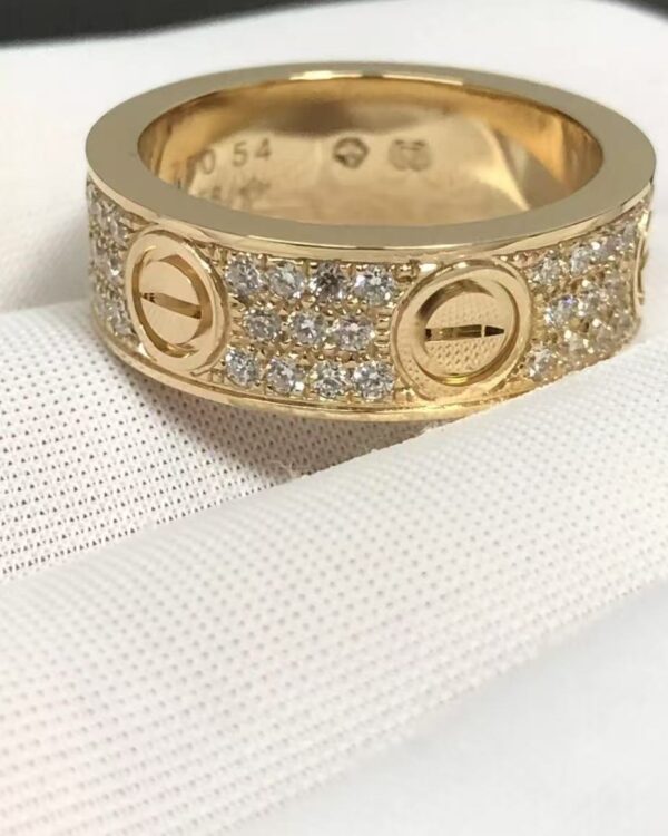 Custom Solid 18k Gold Cartier Jewelry LOVE Ring, Classic Model, Paved Diamonds