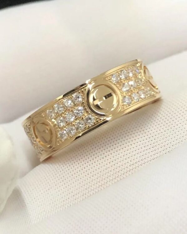Custom Solid 18k Gold Cartier Jewelry LOVE Ring, Classic Model, Paved Diamonds