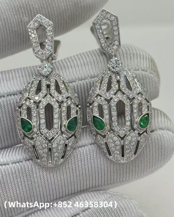 Custom bvlgari Serpenti Seduttori Earrings set with Emerald Eyes and Pavé Diamonds Custom bvlgari Serpenti Seduttori Earrings set with Emerald Eyes and Pavé Diamonds