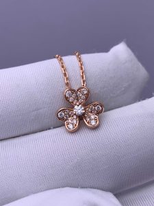Custom Solid 18k Gold Van Cleef & Arpels Frivole Pendant Mini Model 18K Rose Gold