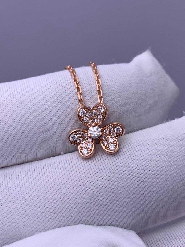 Custom Solid 18k Gold Van Cleef & Arpels Frivole Pendant Mini Model 18K Rose Gold Custom Solid 18k Gold Van Cleef & Arpels Frivole Pendant Mini Model 18K Rose Gold