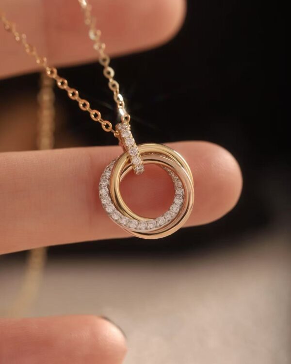 5bfc98640e0e70030687210cae397b5 Custom Solid 18k Gold Cartier Jewelry Trinity Pendant, Small Model, Half-Paved