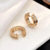 Custom Solid 18k Gold Bulgari Jewelry B.zero1 Small Hoop Earrings Set with Pavé Diamonds on The Spiral