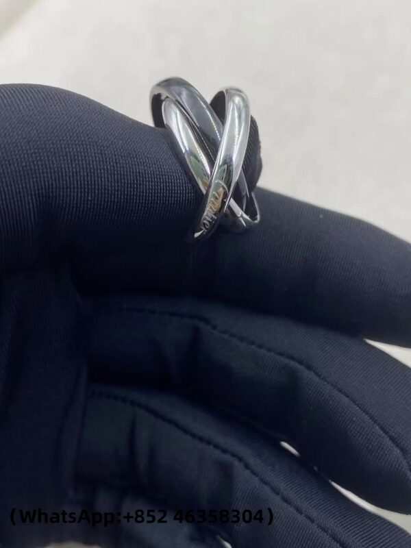 Custom Solid 18k Gold Cartier Jewelry Trinity Ring,Classic 18k White Gold, Ceramic