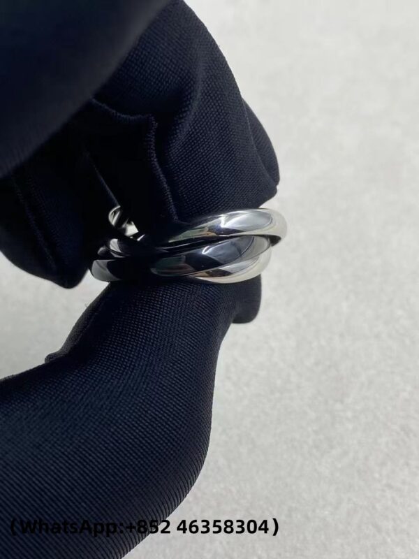 Custom Solid 18k Gold Cartier Jewelry Trinity Ring,Classic 18k White Gold, Ceramic