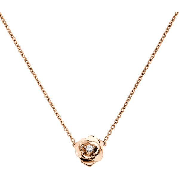7068db7c-6208-47e1-afff-bde802f83446 Custom Solid 18k Gold Piaget Rose Pendant in 18K Rose Gold Set with a Brilliant-Cut Diamond (approx. 0.06 ct)
