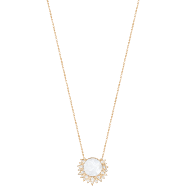 72694bb0-89d7-48ac-9915-5e8637488e25 Custom Solid 18k Gold Piaget Sunlight Pendant in 18K Rose Gold Set with One Mother-Of-Pearl (approx. 4.34 cts) and 28 Brilliant-Cut Diamonds (approx. 0.69 ct)