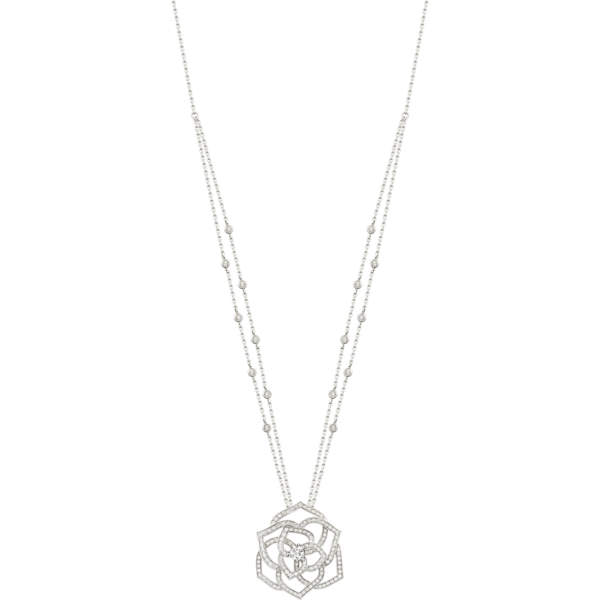 753e0527-5afb-47ab-aa03-ca085fbe23ba Custom Solid 18k Gold Piaget Jewelry Rose Pendant in Rhodium Finish Set with 159 Brilliant-Cut Diamonds