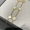 Custom Solid 18k Gold Van Cleef & Arpels Vintage Alhambra Necklace, 10 Motifs 18K Yellow Gold, Mother-Of-Pearl