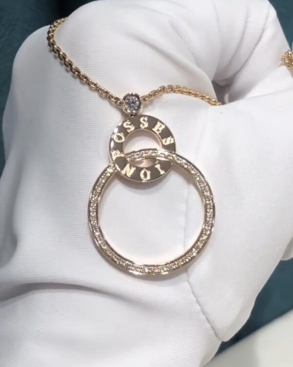 Screenshot Custom Solid 18K Gold Piaget Jewelry Piaget Necklace Possession Double Circle Diamond Pendant 18K Rose Gold