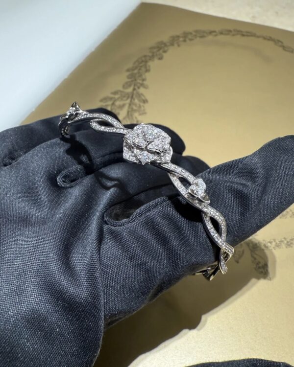Screenshot Custom Solid 18k Gold Piaget Jewelry Piaget Rose Bracelet in 18K White Gold with 190 Brilliant-Cut Diamonds