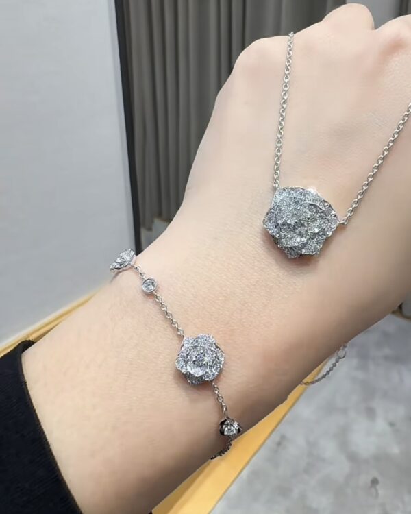 Screenshot Custom Solid 18k Gold Piaget Rose Bracelet in Rhodium Finish 18K White Gold Set with 53 Brilliant-Cut Diamonds