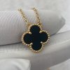 Custom Solid 18K Gold Van Cleef & Arpels Jewelry Vintage Alhambra Pendant Onyx