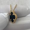 Custom Solid 18K Gold Van Cleef & Arpels Jewelry Vintage Alhambra Pendant Onyx