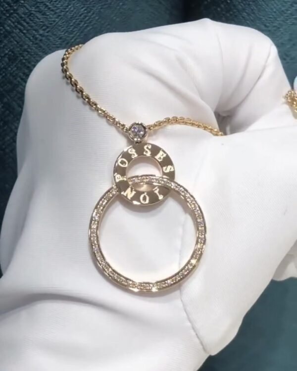 8cb4a068f05fd5e3afc3904284efb78e Custom Solid 18K Gold Piaget Jewelry Piaget Necklace Possession Double Circle Diamond Pendant 18K Rose Gold