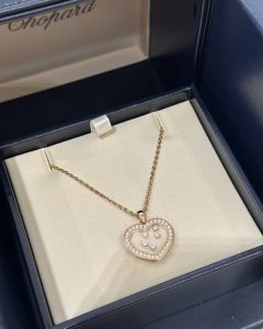Custom Solid 18k Gold Chopard Jewelry Happy Diamonds Icons Pendant Ethical Rose Gold Diamonds