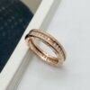 Custom Solid 18k Gold Bulgari Jewelry B.Zero1 One-Band Ring, Set with Pavé Diamonds on the Spiral