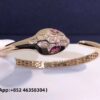 Custom Solid 18K Gold Bulgari Jewelry Serpenti Bracelet with Rubellite Eyes in 18K Pink Gold and Diamonds