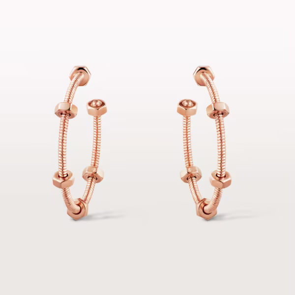 Custom Solid 18K Gold Cartier Jewelry Ecrou de Cartier Earrings Custom Made in 18K Pink Gold