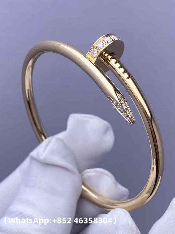 Custom Solid 18k Gold Cartier Jewelry Juste un Clou Bracelet Classic Model Diamonds