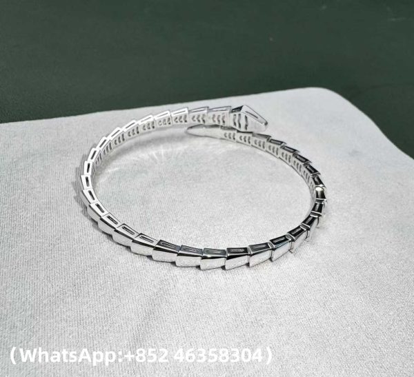 Custom Solid 18K Gold Bulgari Jewelry Serpenti Viper One-coil Bracelet set with Pavé Diamonds on the Head and Tail