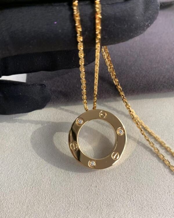 Custom Solid 18k Gold Cartier LOVE Pendant, 3 Diamonds