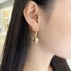 Custom Solid 18k Gold Cartier Jewelry Grain de Café Earrings, Diamonds