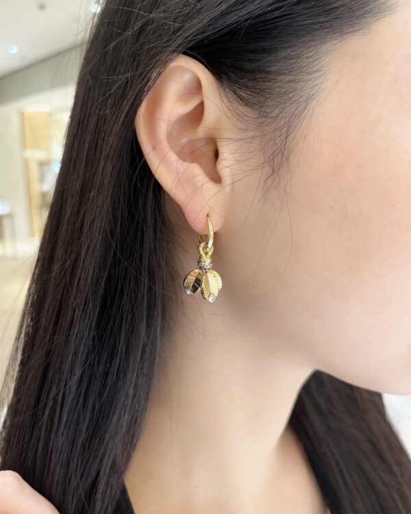Custom Solid 18k Gold Cartier Jewelry Grain de Café Earrings, Diamonds